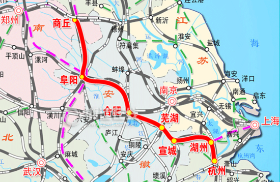 铁四院全国最高等级铁路商合杭高铁全面开工